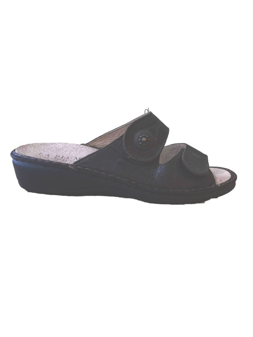 La Plume  Women's Size EU 40  Wedge 2-Strap Slide Sandals  Brown Leather
